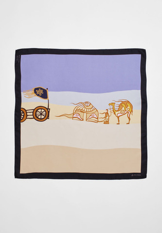 Шелковый платок KERUEN BEIGE/BLUE 70×70