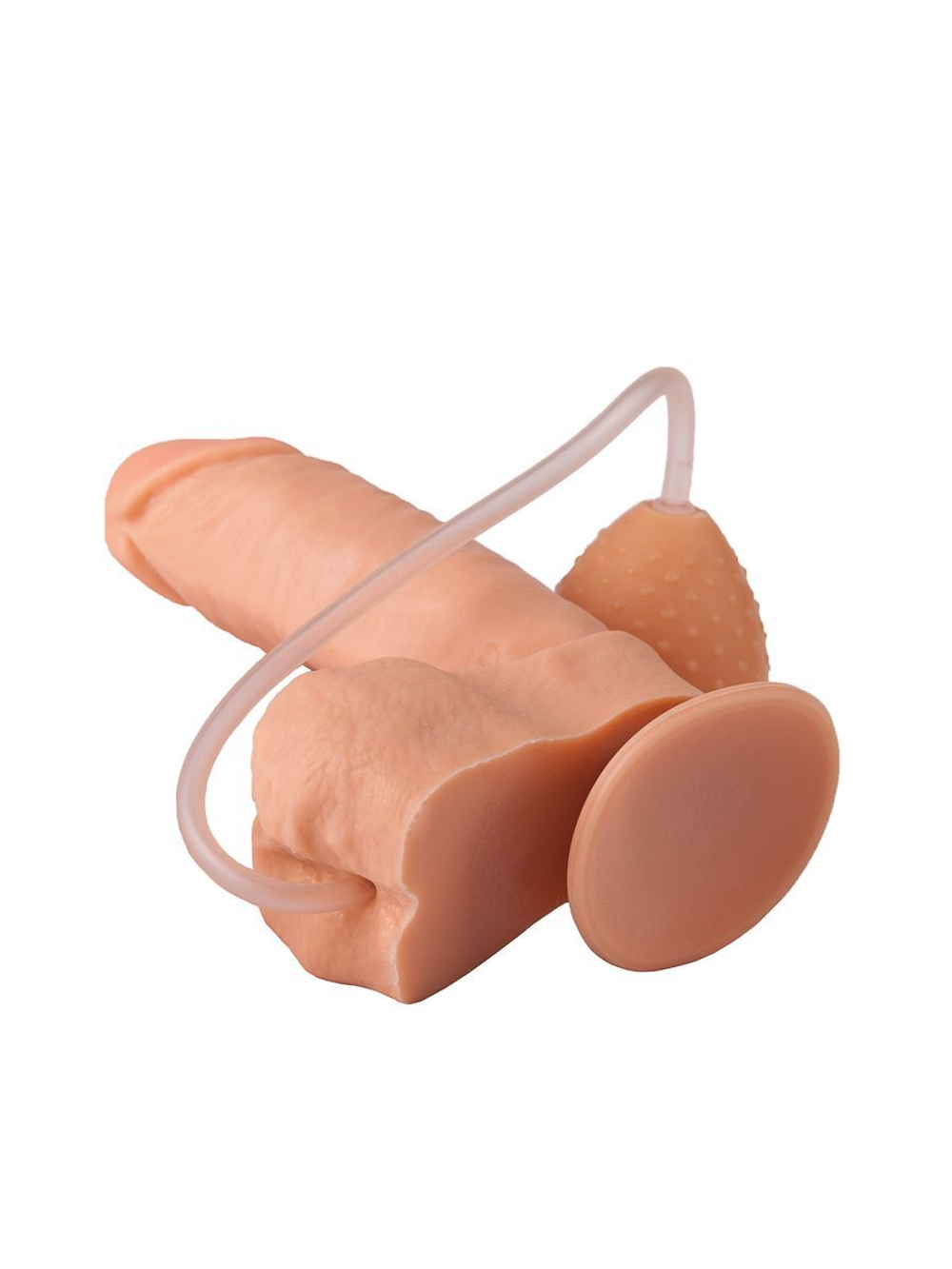 Фаллоимитатор-реалистик на присоске с грушей - 16,5 см. (Цвет: телесный)