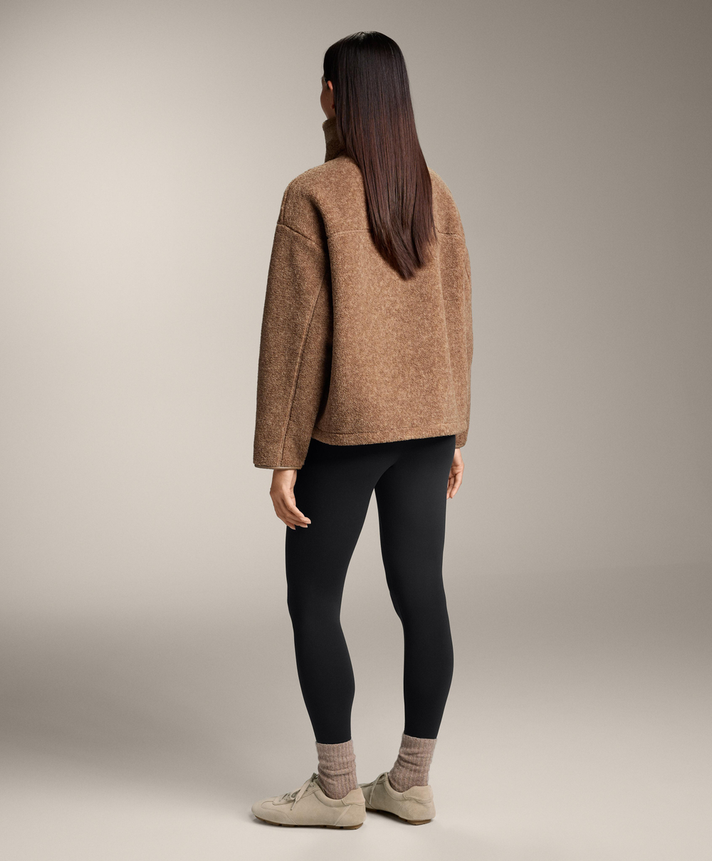 Oysho Куртка boxy из искусственной овчины, коричневый меланж