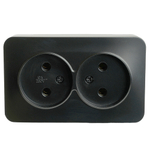 Розетка 2-местная б/з открытой установки, STEKKER, 250В, 10А, IP20, серия София, черный матовый, MST10-12-05 49496