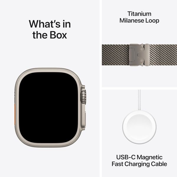 Умные часы Apple Watch Ultra 3 49 мм натуральный титан, миланский сетчатый браслет натурального цвета (S)