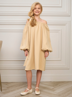 Платье нарядное для девочки бежевое