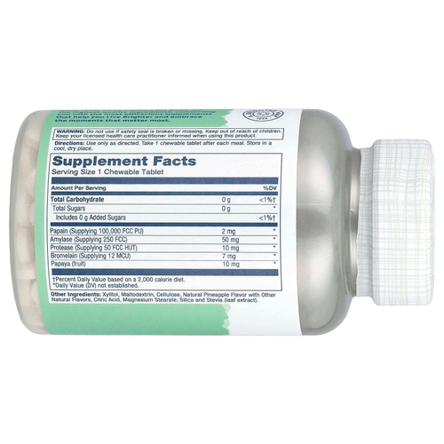 Solaray, Ферменты папайи, натуральный ананас, 180 жевательных таблеток