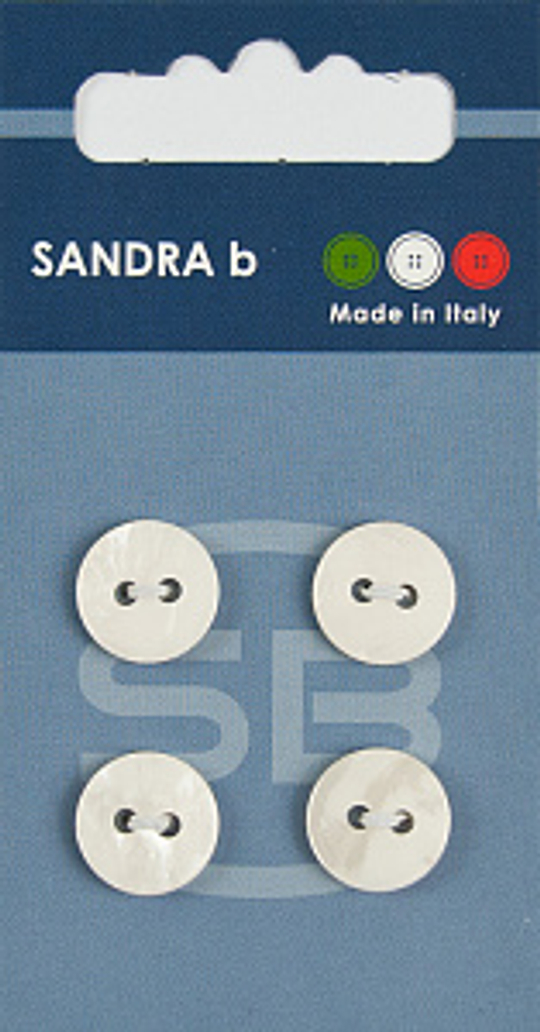 Пуговицы Sandra, размер 13мм (4 шт на блистере), белый
