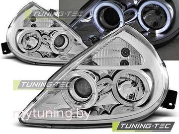 Передние фары Ford Ka angel eyes chrome