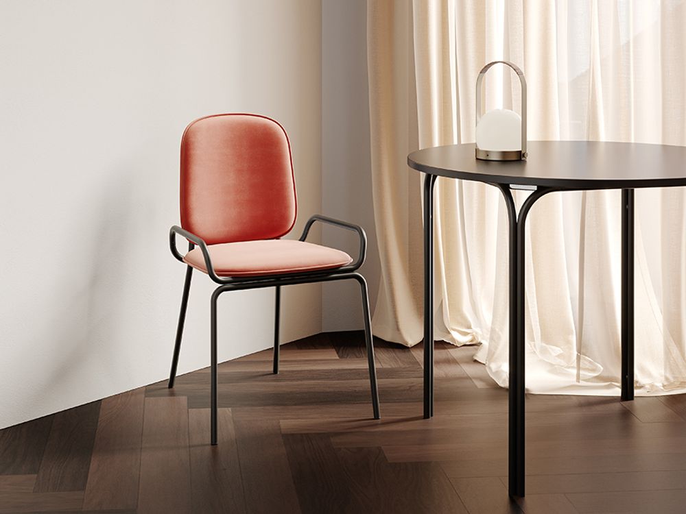 Стул Ror, Double Frame, велюр, черный/темно-красный