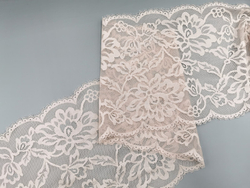 Эластичное кружево, Италия, 22см, с ресничками, серебристый пион, (Арт: EKI-013), м