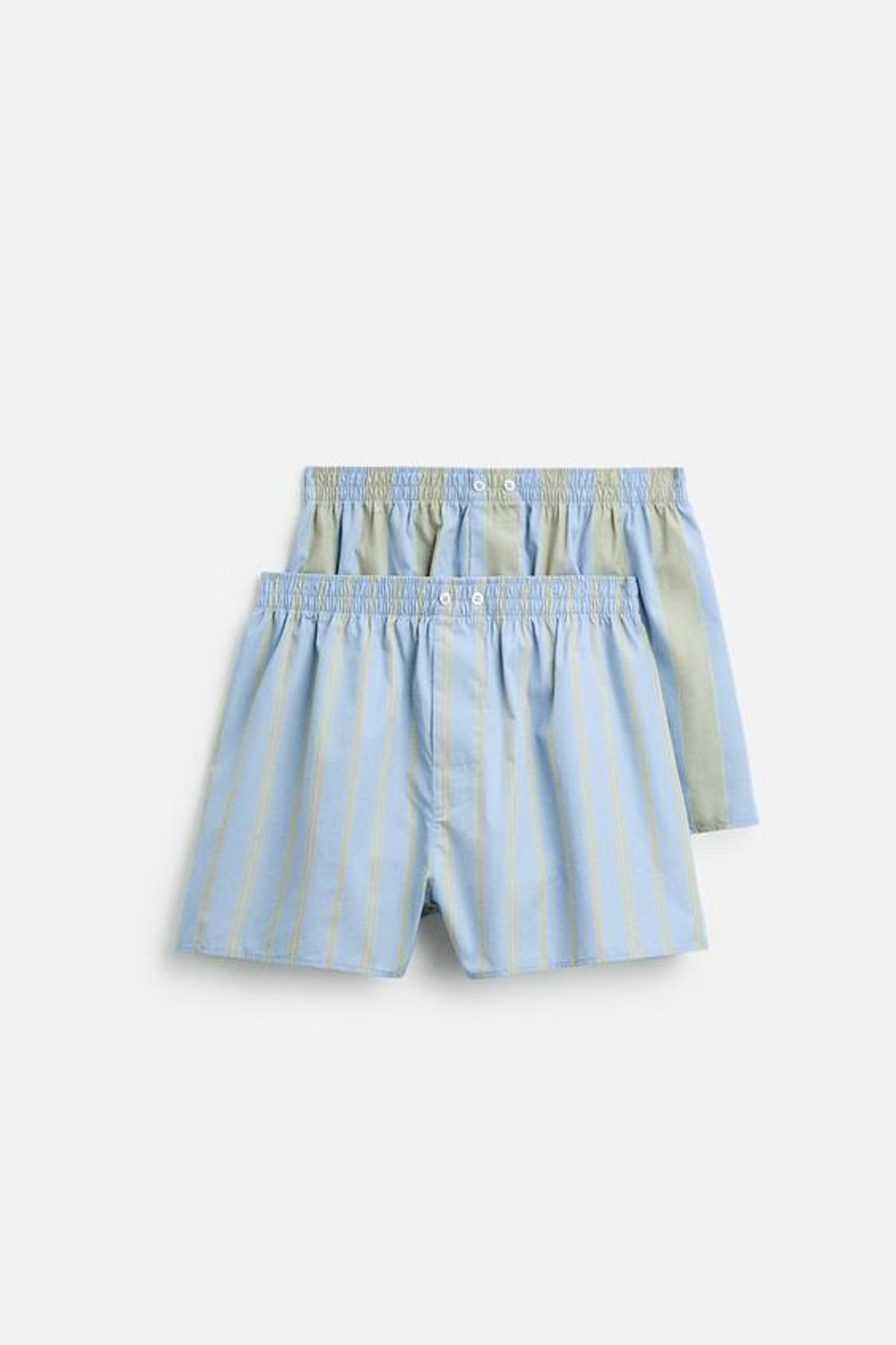 ZARA НАБОР ИЗ ДВУХ ТРУСОВ-БОКСЕРОВ ИЗ ПОПЛИНА В КОНТРАСТНУЮ ПОЛОСКУ, РАЗНОЦВЕТНЫЙ