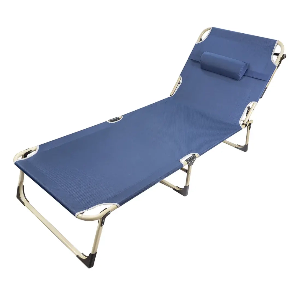 Шезлонг складной с подголовником (670х1930мм, синий) ISMA ISMA-FG-HY-8009B