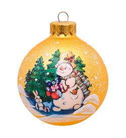 Элита НФШ-1019/1 Ел. украшение Шар «Снеговик с подарком» 85 мм