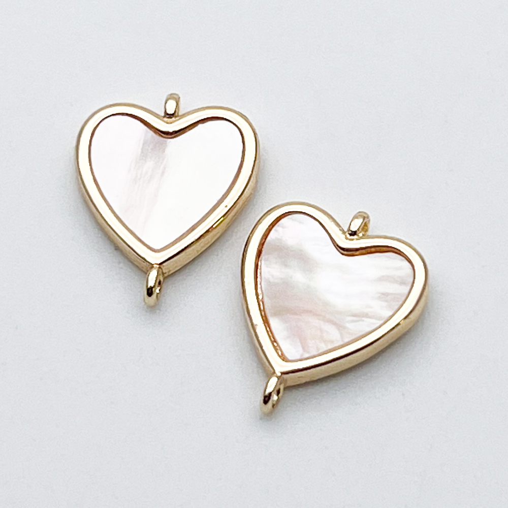 Коннектор Сердце, цвет золото, перламутр, размер 13*10 мм, цена за 1 шт