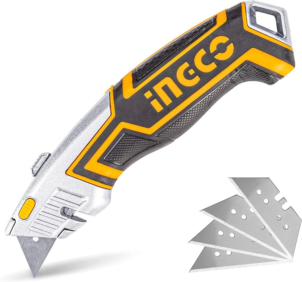 Нож универсальный 180 мм в ком. 5 лезвий INGCO HUK6118 INDUSTRIAL