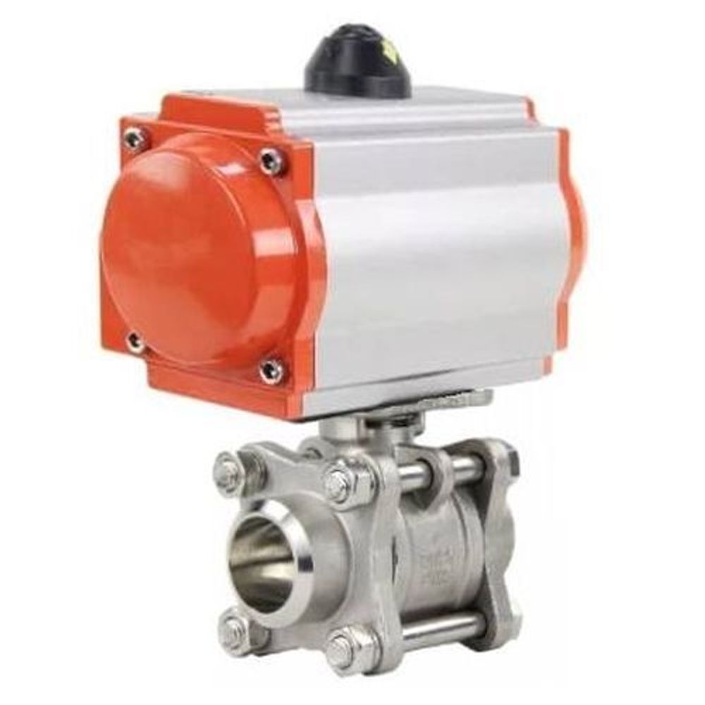 Stainless steel ball valve Elephant kshpp-316200-da, body material - stainless steel AISI 316, ball material - stainless steel AISI 316, seal - PTFE, pneumatic actuator operated