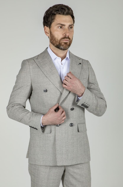 Двубортный костюм мужской (светло-серый) С9