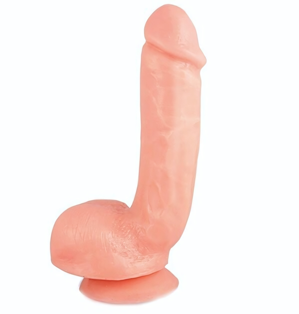 Реалистичный фаллоимитатор с присоской X5 HARD ON BEIGE - 22,2 см. (Цвет: телесный)