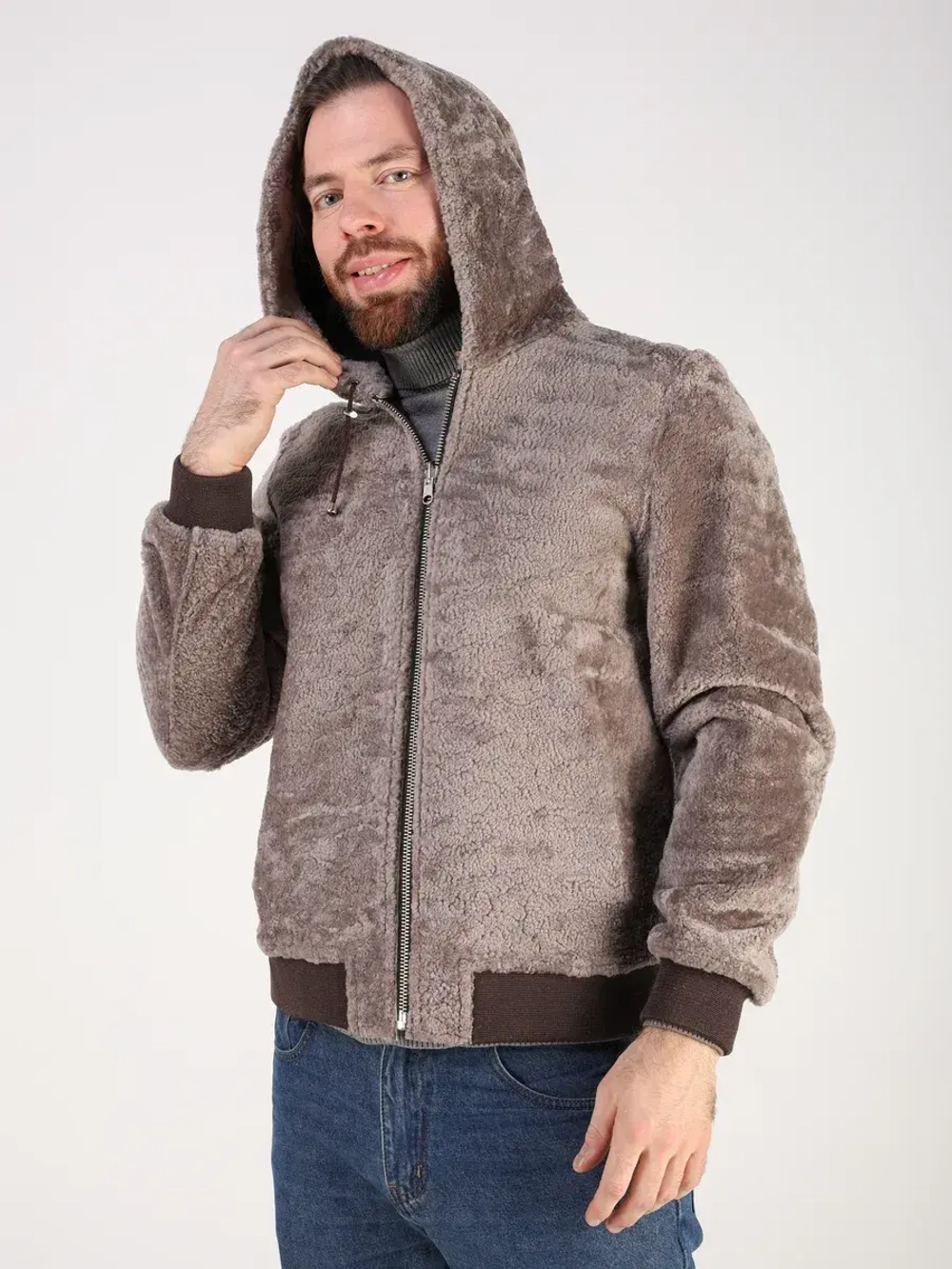 Дубленка натуральная куртка зимняя с капюшоном шуба