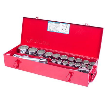 Цена на KING TONY (6023MR) Набор торцевых головок с принадлежностями 3/4", 12-гранные, 21-50 мм, 23 предмета