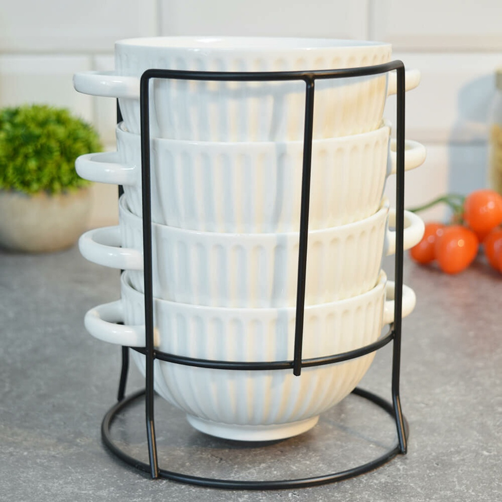 Набор бульонниц 4 предмета 650мл на подставке, 202478