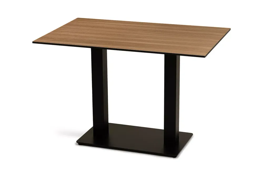 "Каффе" стол из HPL 110х70см, цвет "дуб", подстолье стальное двойное