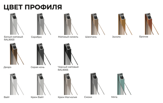 Скрытая алюминиевая дверь Invisible 1AGN стекло лоран узор золото