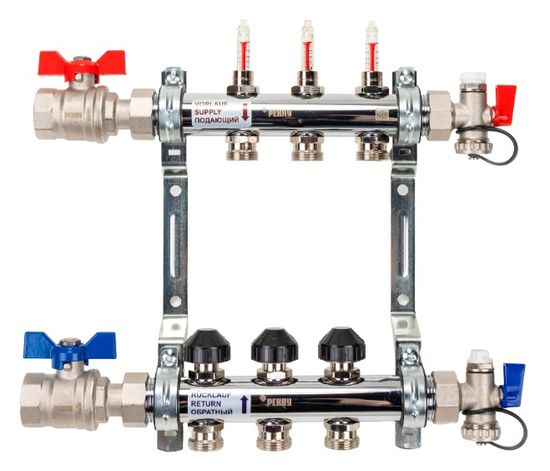Коллектор Рехау HKV-D 3 контура для тёплого пола с расходомерами (12080313002)