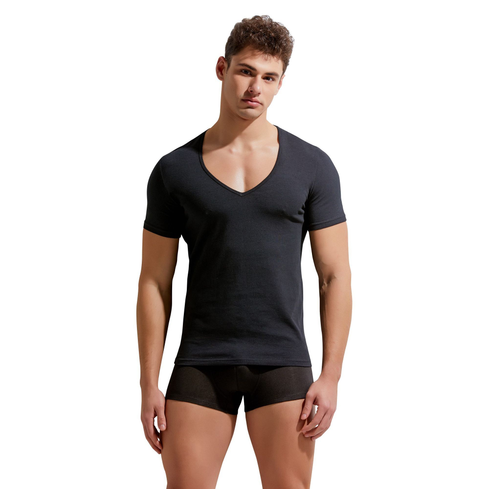 Мужская футболка с глубоким вырезом Gauvine (Размер: S) (Цвет: черный)