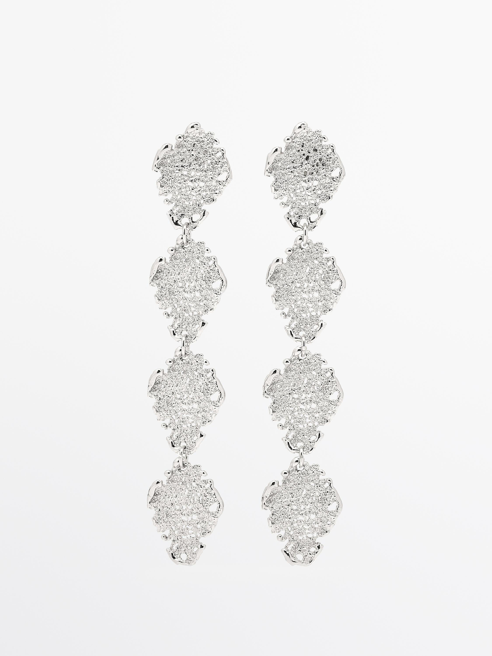 Massimo Dutti Длинные кружевные серьги, серебряный