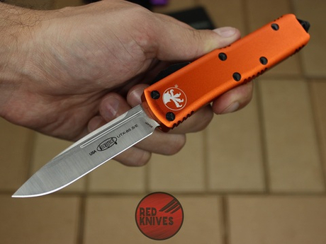 Реплика ножа Microtech UTX-85 S/E - оранжевая рукоять, стандартный клинок, сатин + запчасти