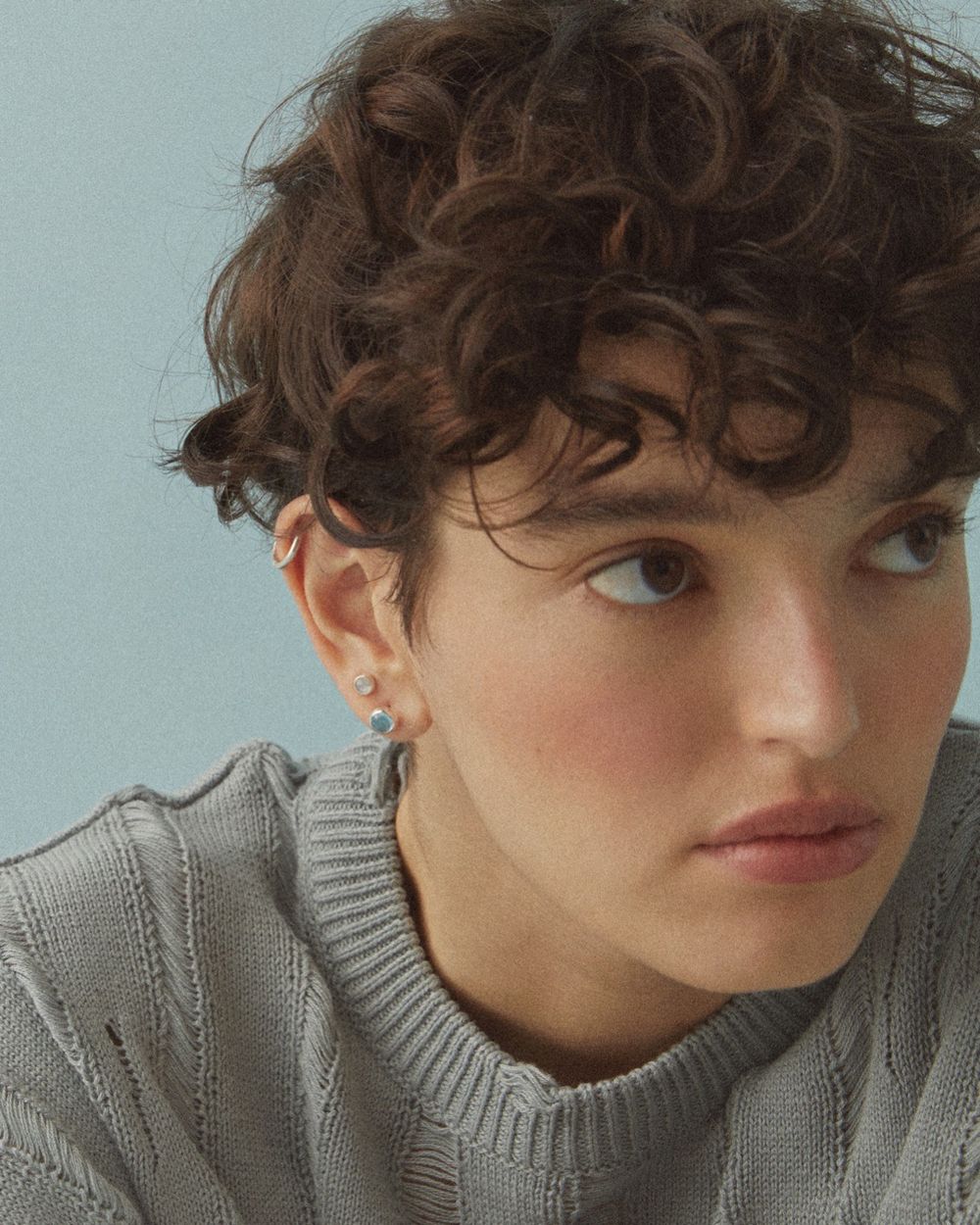 Моносерьга Alpha с голубым топазом