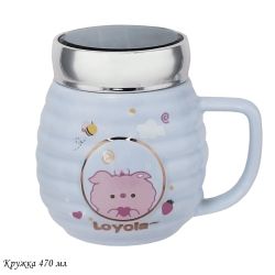 Lenardi 315-038 Детская кружка 470мл с крышкой в под.уп. (х36)Фарфор