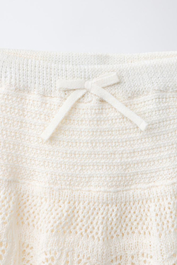 ZARA ЮБКА С ВЫШИВКОЙ, ЖЕЛТОВАТО-БЕЛЫЙ