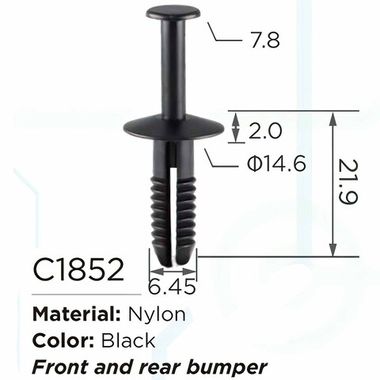 Клипса для крепления внутренней обшивки а/м БМВ/ Вольво пластиковая (100шт/уп.) Forsage клипса C1852(BMW/Volvo)