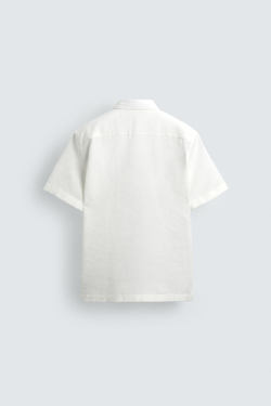 ZARA РУБАШКА ИЗ ЛЬНА И ХЛОПКА, БЕЛЫЙ
