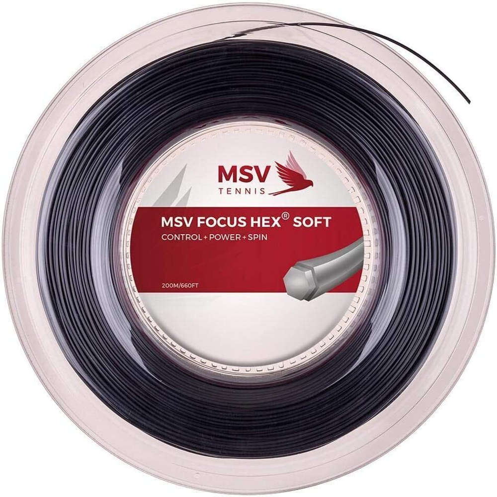 Теннисная струна MSV Focus HEX Soft, 1,30, 200м (черный)
