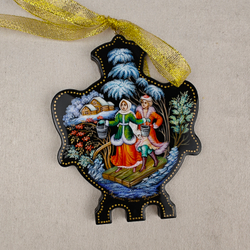 Сувенир Самовар "За водицей" с росписью Палех в коробке