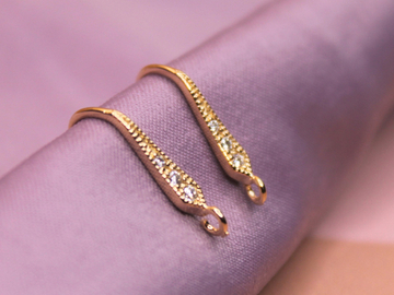 Швензы крючок инкрустация 12 мм позолота