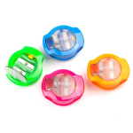 Точилка пластиковая Alingar, 2 отверстия, контейнер, ассорти, картонная упаковка(24шт)