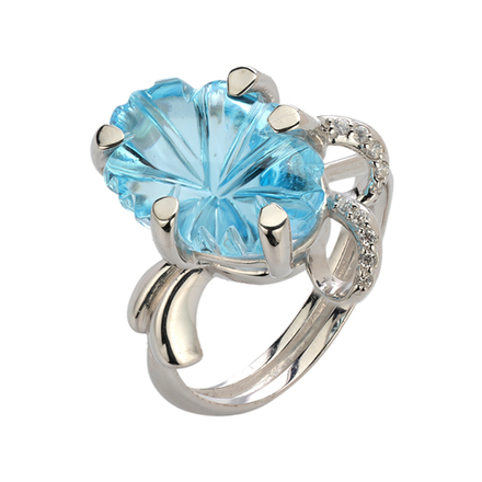 Кольцо с топазом из серебра 925 пробы JA-R-514166-1