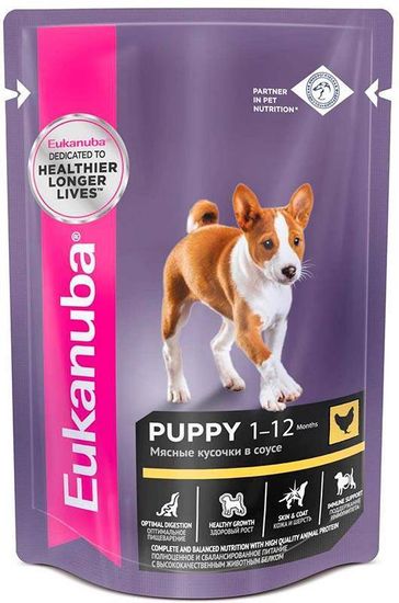 Eukanuba PUPPY DOG влажный корм для щенков с курицей в соусе 85 гр Eukanuba PUPPY DOG влажный корм для щенков с курицей в соусе 85 гр