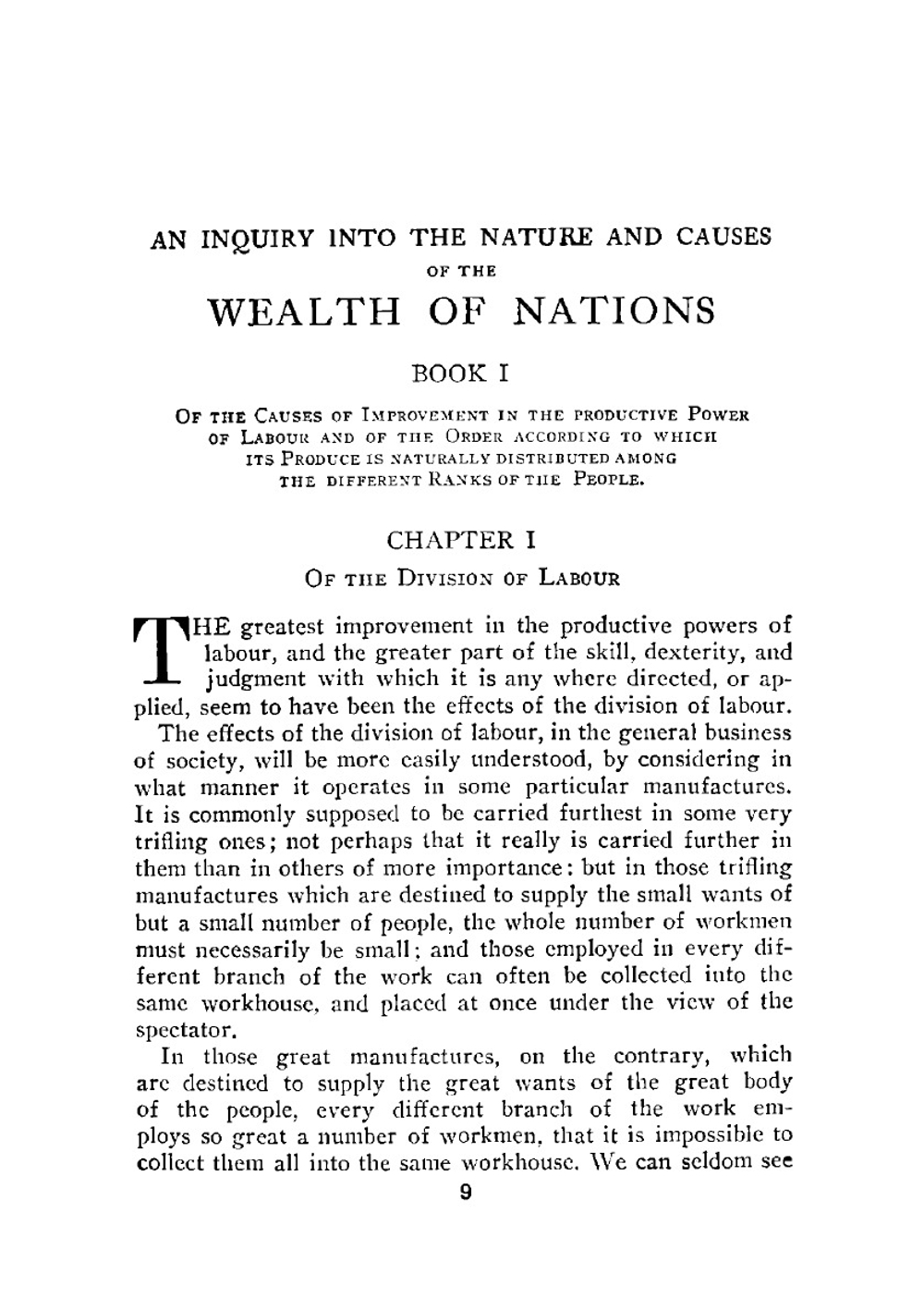 An inquiry into the nature and causes of the wealth of nations | Adam Smith