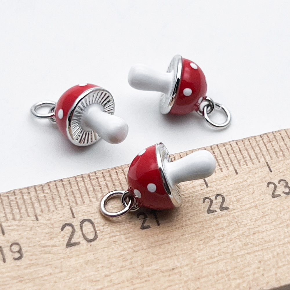 Подвеска Гриб мухомор, цвет серебро (родий), размер 14*9 мм, цена за 1 шт