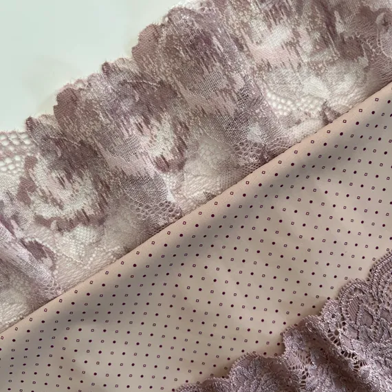 Кружево эластичное пудрово-розовое 23 см, Китай