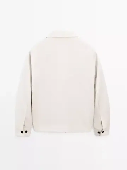 Massimo Dutti Куртка из смесовой шерсти и хлопка с карманами, дымчатый