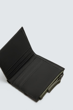 ZARA ПРОРЕЗИНЕННЫЙ КОШЕЛЕК С ОТДЕЛЕНИЕМ ДЛЯ МОНЕТ, ЗЕЛЕНЫЙ ХАКИ