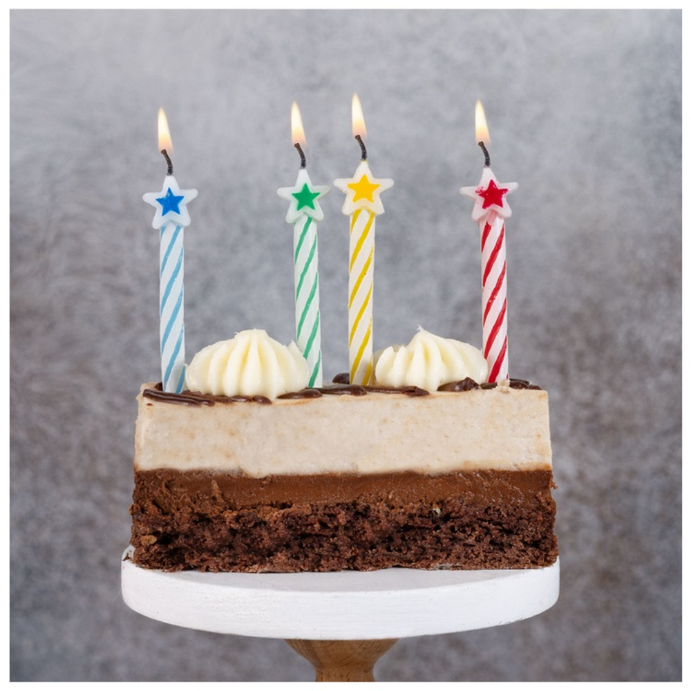 Свечи для торта со звездой ассорти 8шт