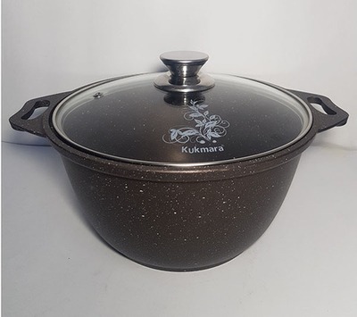 Кастрюля Kukmara 3л. со стеклян.крышкой (мрамор)