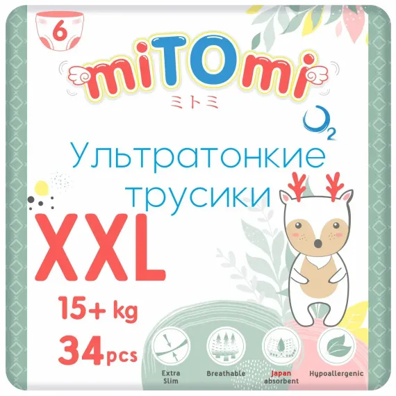 Трусики miTOmi O2 XXL (15+ кг) 34 шт.