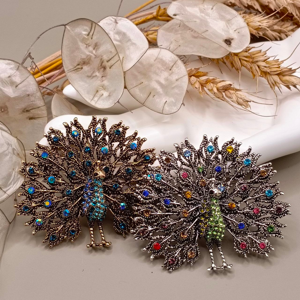 Брошь "Павлин" с кресталами