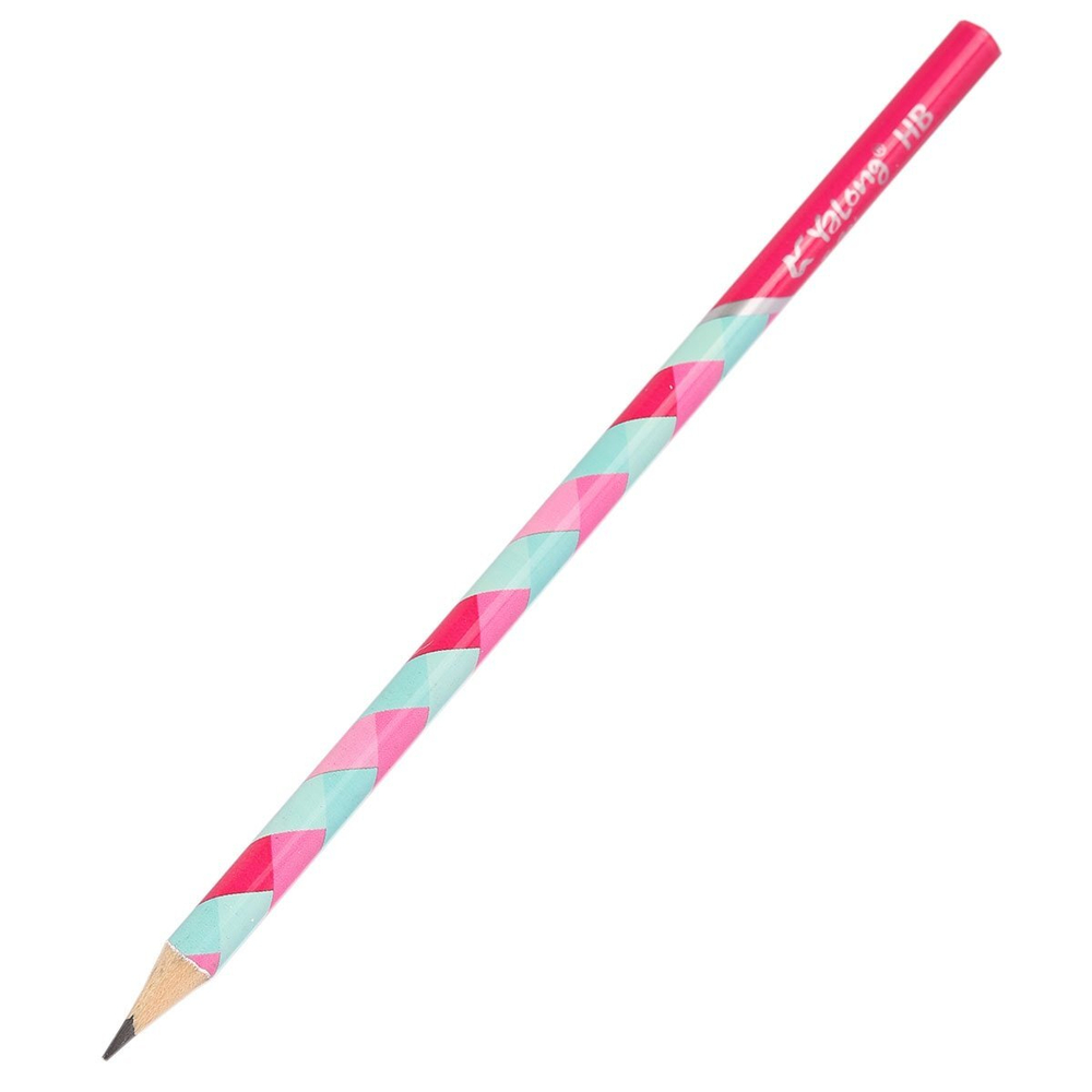 Набор ч/г карандашей, Yalong HB, "Яркие зигзаги", дерево, без ластика, круглый, заточенный, ассорти, 12шт/уп, европодвес