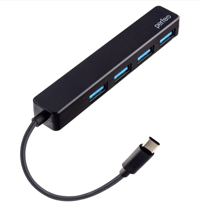 Картридер USB - C-HUB на 4 порта (Type-C) Perfeo PF-H039